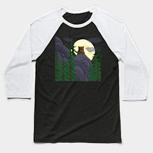 Pixel Art Mountain Lion Baseball T-Shirt